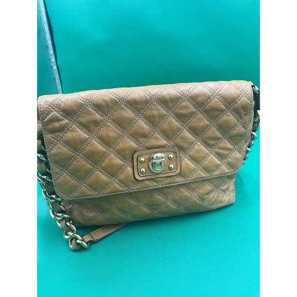 MARC‎ JACOBS Mustard Yellow Quilted Flap Bag Shoulder Gold Chain Lock